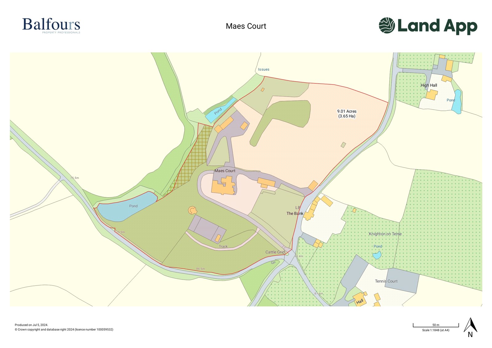 Maes Court, Knighton-on-Teme - Map