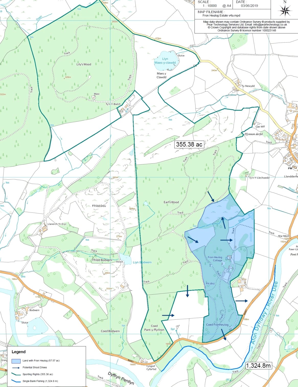 Fron Heulog, Llandderfel - Sporting Map