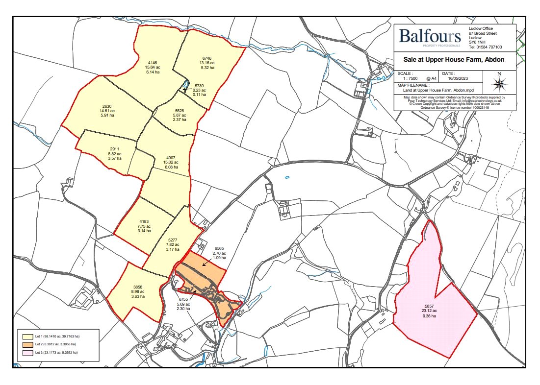 Lot 1 Land At Upper House Farm, Abdon - Map