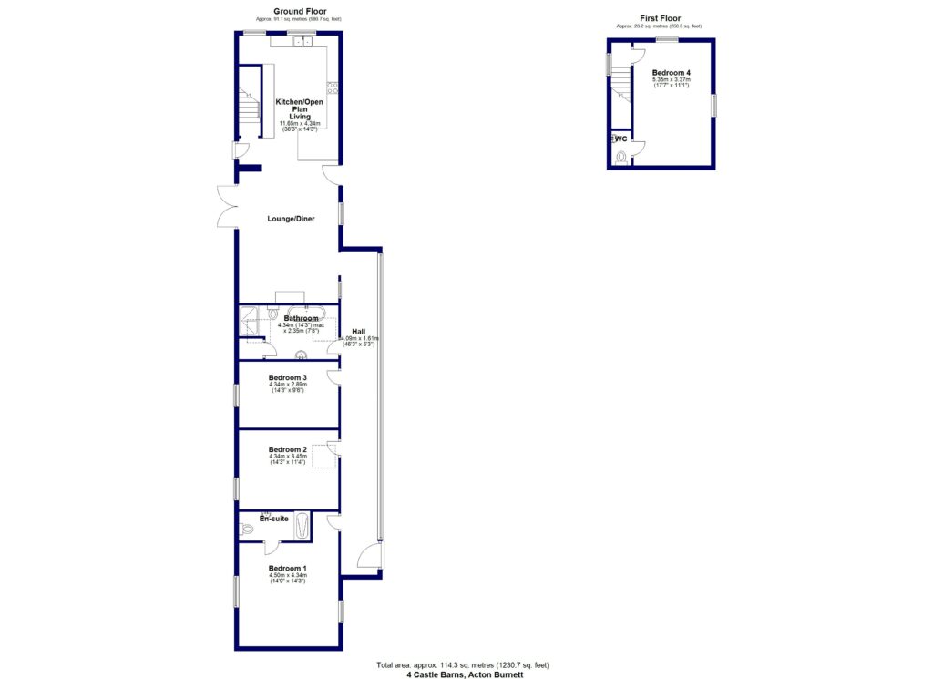 4 Castle Barns, Acton Burnell - Floorplan