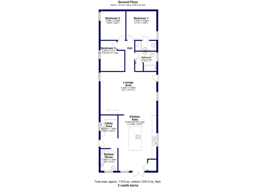 3 Castle Barns, Acton Burnell - Floorplan