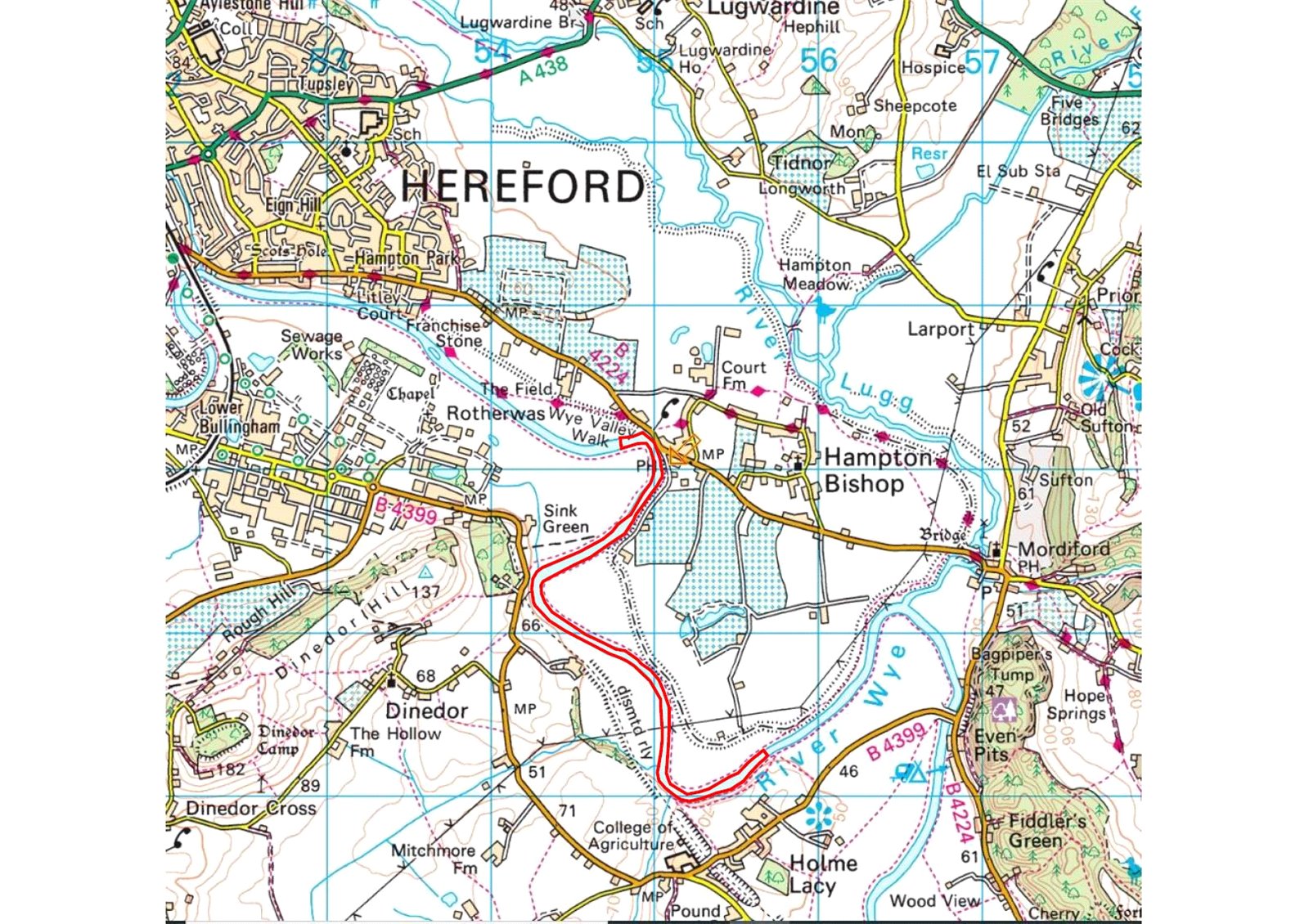 The Carrots Fishery, Hampton Bishop - Map